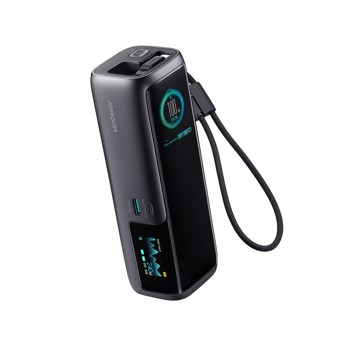 Įkroviklis (Power Bank) Joyroom PODIX PR70 25000mAh iki 240W su dviem įmontuotais USB-C kabeliais ir dviem TFT ekranais –...
