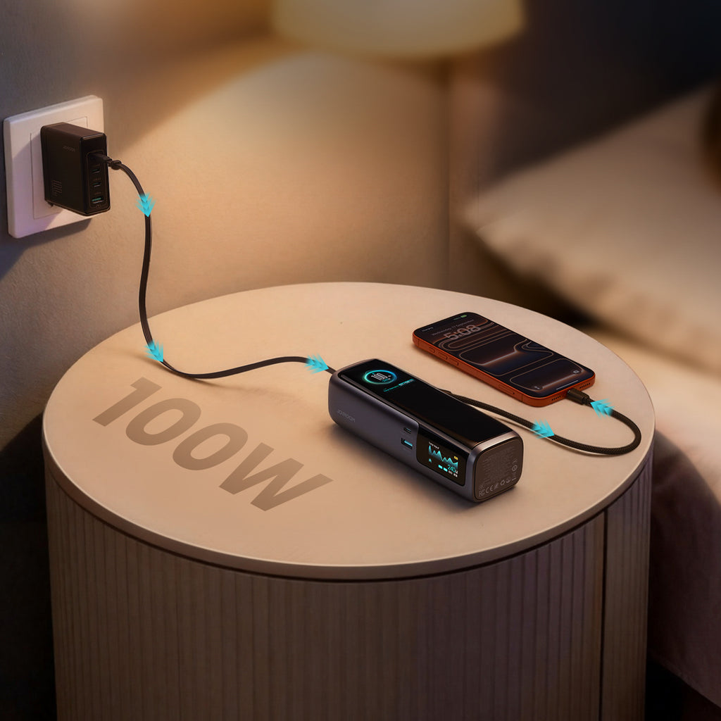 Įkroviklis (Power Bank) Joyroom PODIX PR70 25000mAh iki 240W su dviem įmontuotais USB-C kabeliais ir dviem TFT ekranais –...