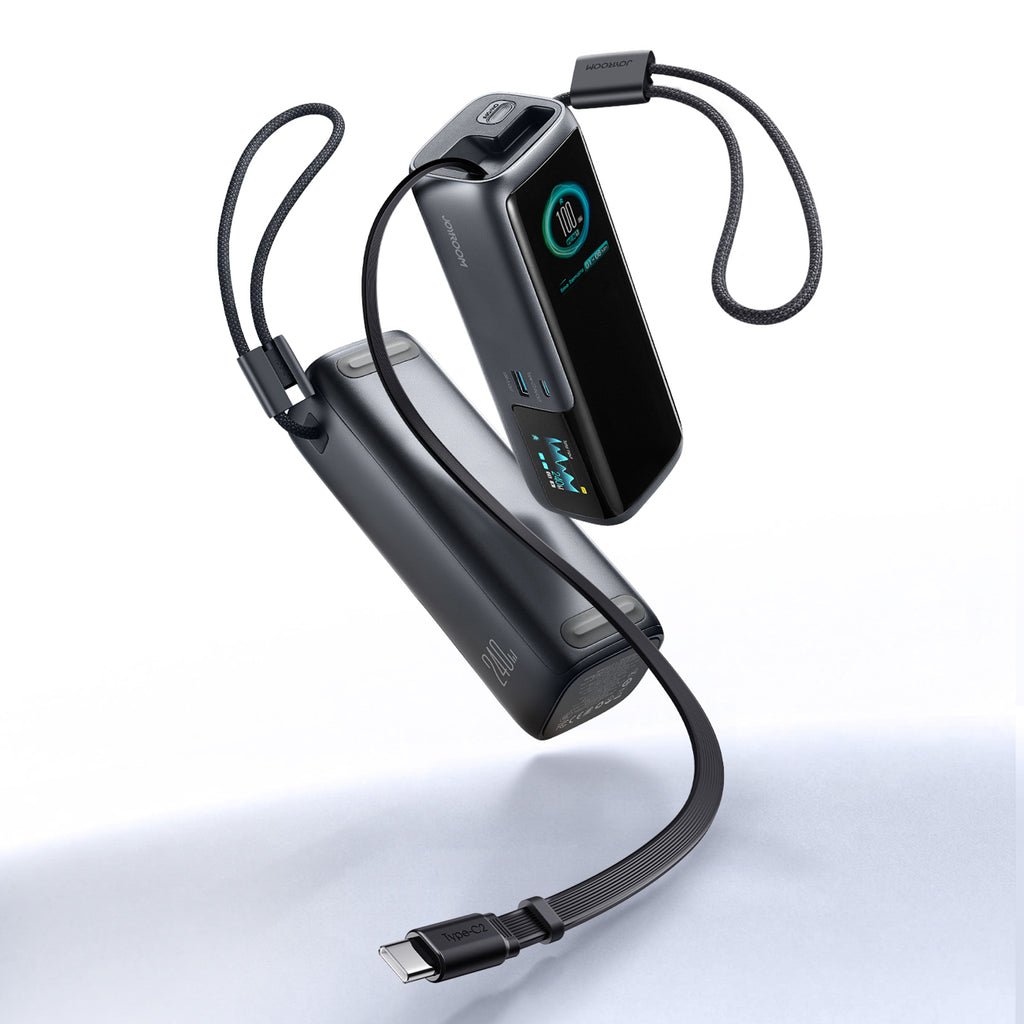 Įkroviklis (Power Bank) Joyroom PODIX PR70 25000mAh iki 240W su dviem įmontuotais USB-C kabeliais ir dviem TFT ekranais –...