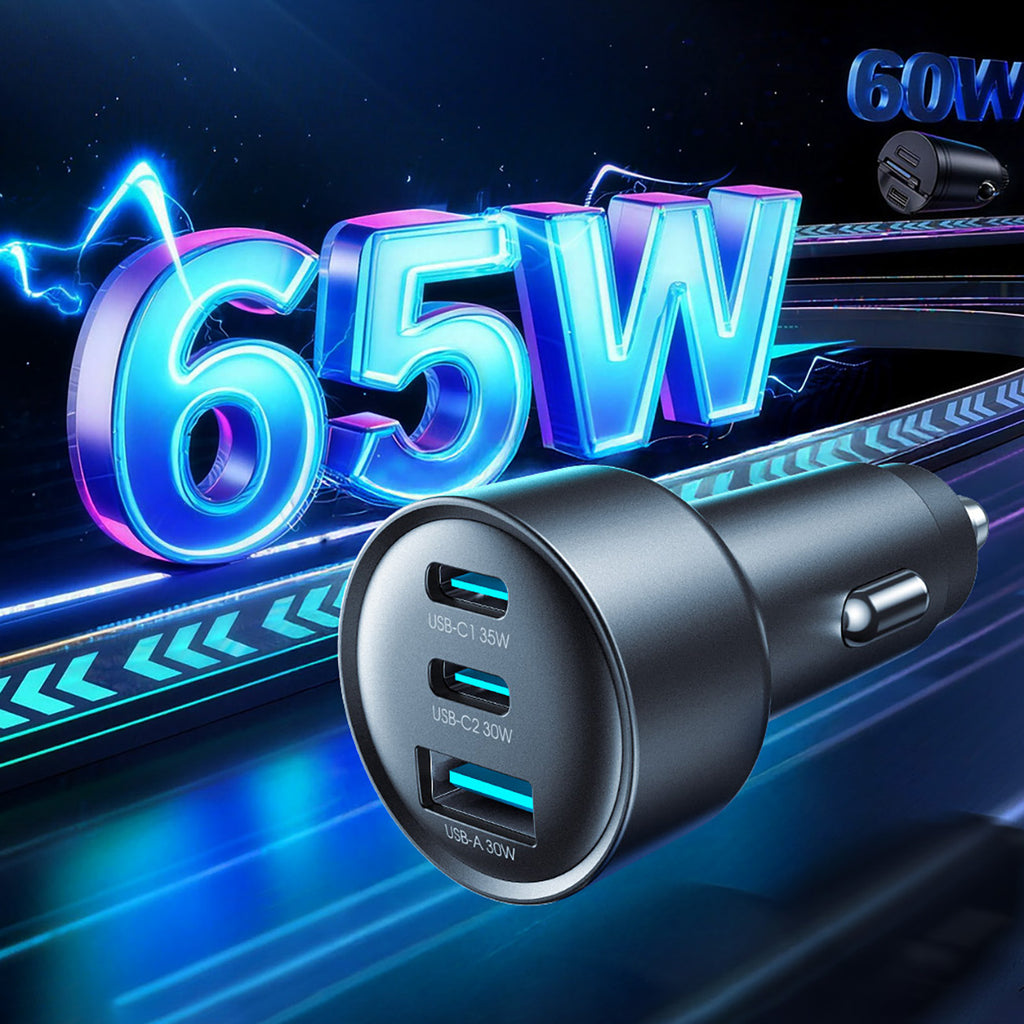 Joyroom JR-CCN19 65W 3-in-1 automobilinis įkroviklis Tamsiai pilka -- Car chargers