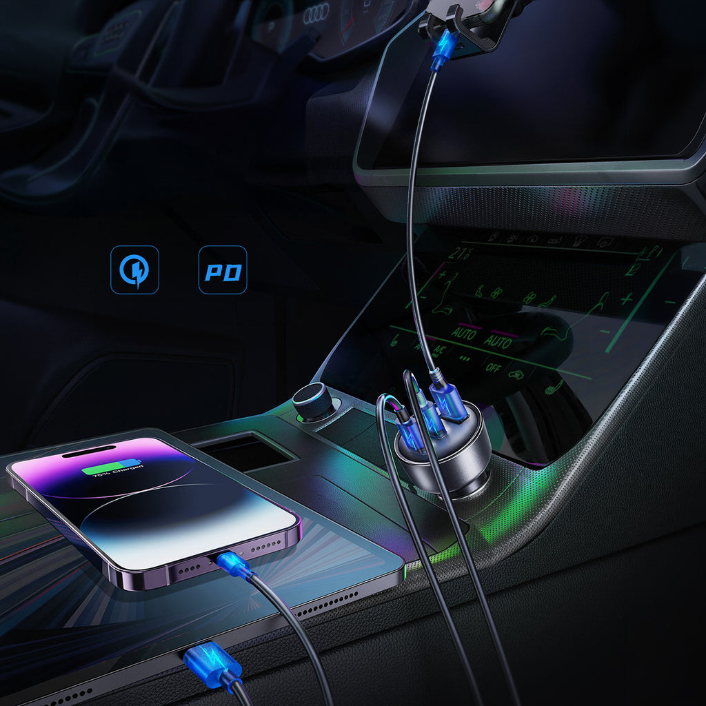 Joyroom JR-CCN19 65W 3-in-1 automobilinis įkroviklis Tamsiai pilka -- Car chargers