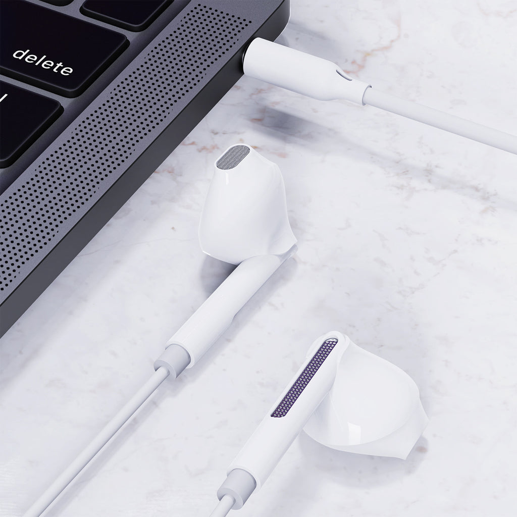 Acefast L14 In-Ear Sietuotos Ausinės su 3.5 mm Mini Jungtimi ir Mikrofonu - Baltos -- Headphones
