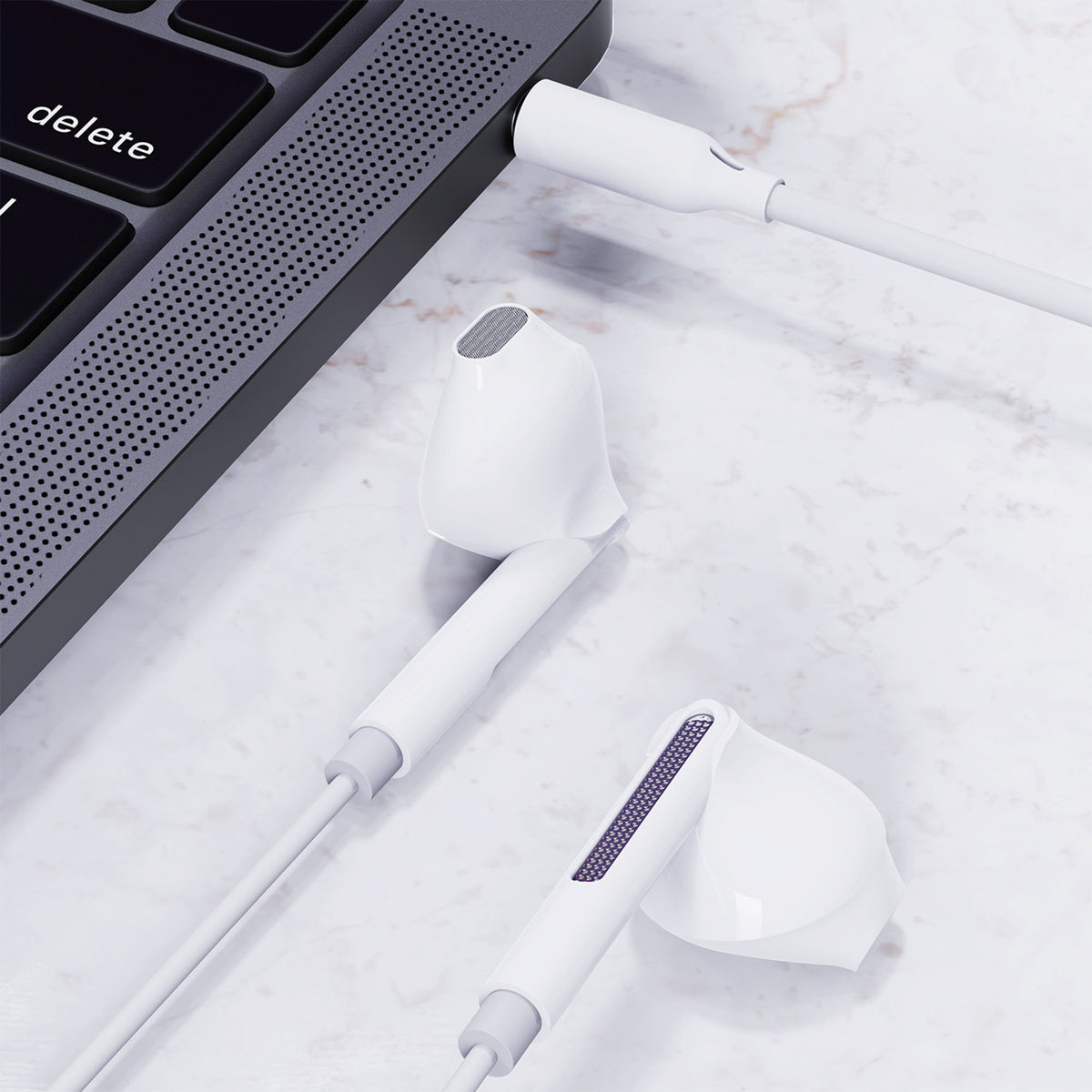 Acefast L14 In-Ear Sietuotos Ausinės su 3.5 mm Mini Jungtimi ir Mikrofonu - Baltos -- Headphones