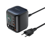 Acefast Z10 GaN 100W 3xUSB stalinis įkroviklis su USB-C kabelu ir TFT ekranu - juodas -- Cell phone chargers