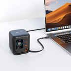 Acefast Z10 GaN 100W 3xUSB stalinis įkroviklis su USB-C kabelu ir TFT ekranu - juodas -- Cell phone chargers