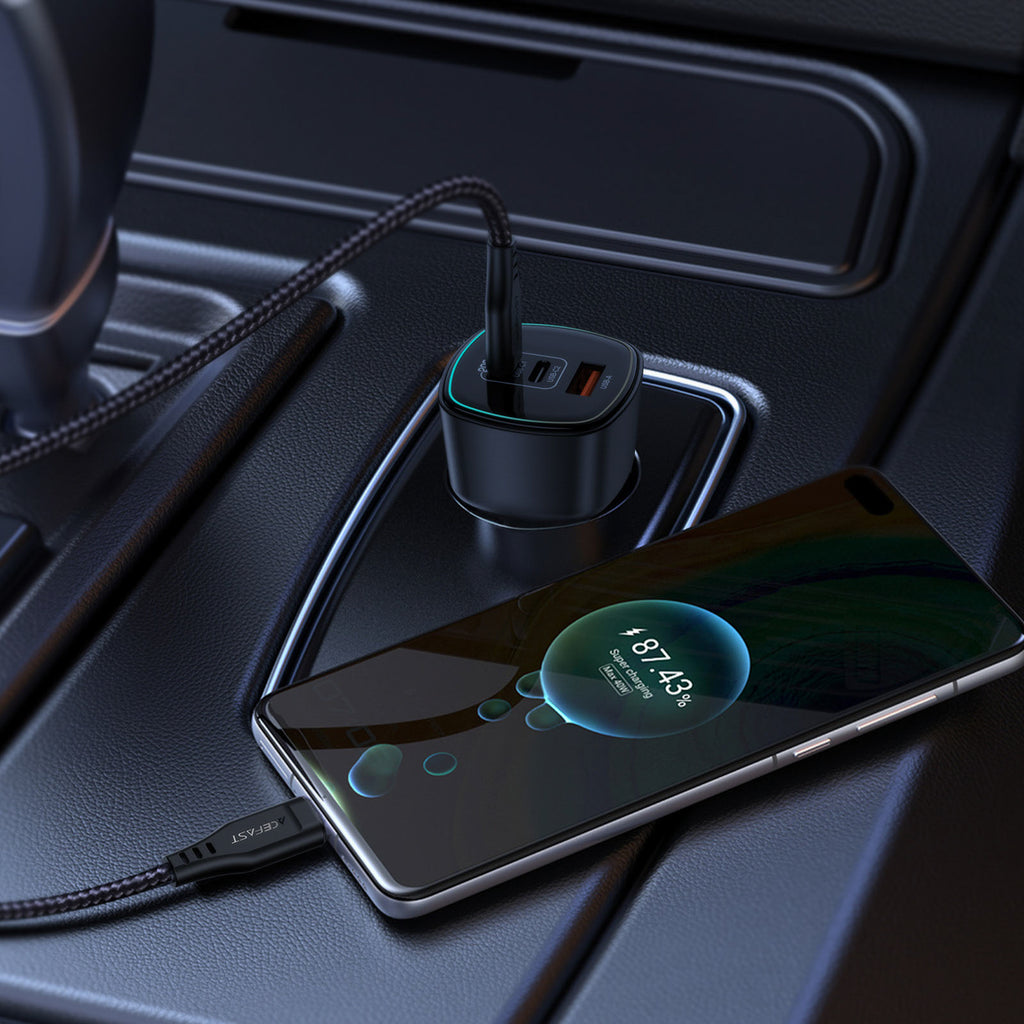 Acefast B18 200W automobilinis įkroviklis 2x USB-C + USB-A - juodas -- Car chargers