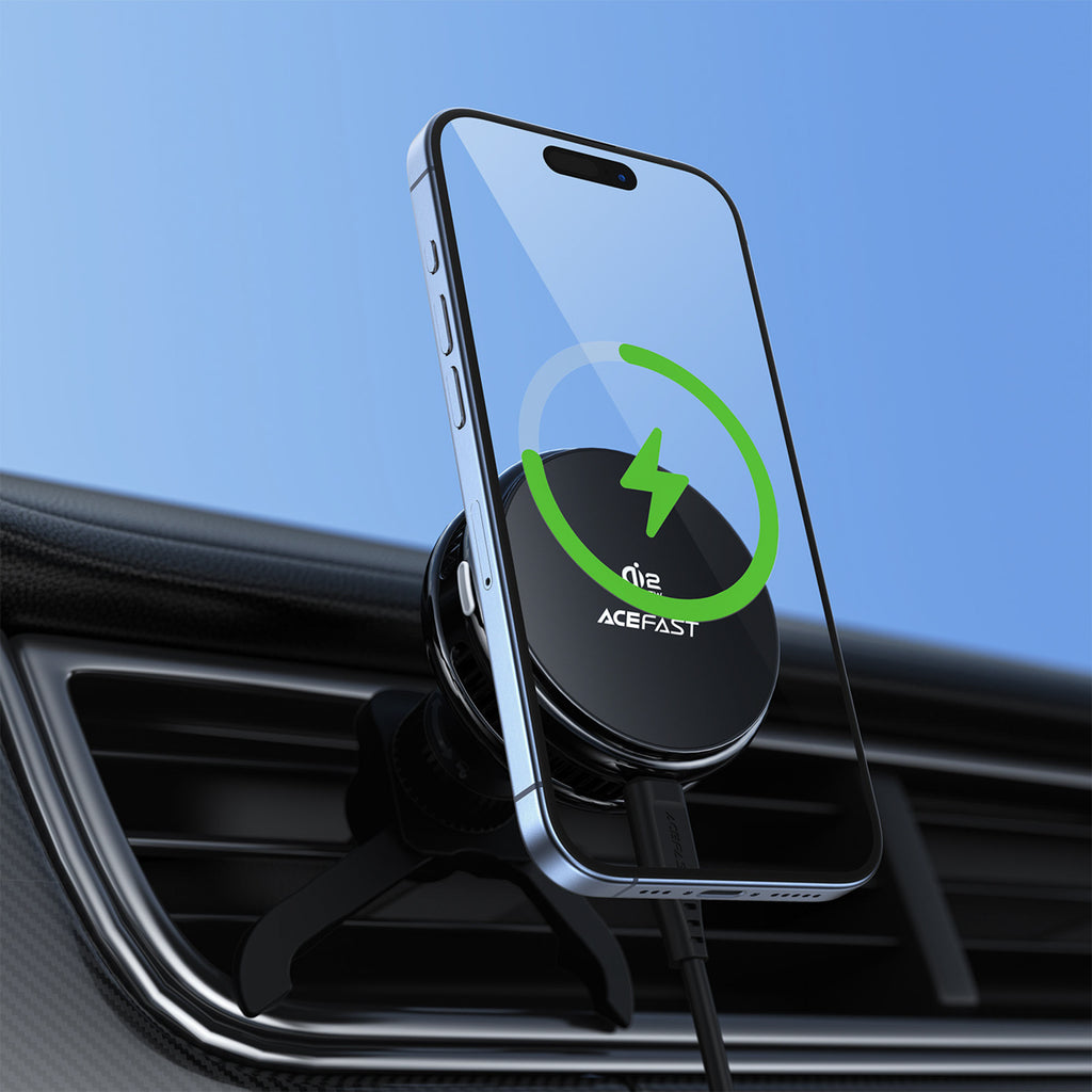 Acefast D66 magnetinis automobilio savitarpos laikiklis su Qi2 25W belaidžiu įkrovimu ir aušinimu - juodas -- Cell phone...