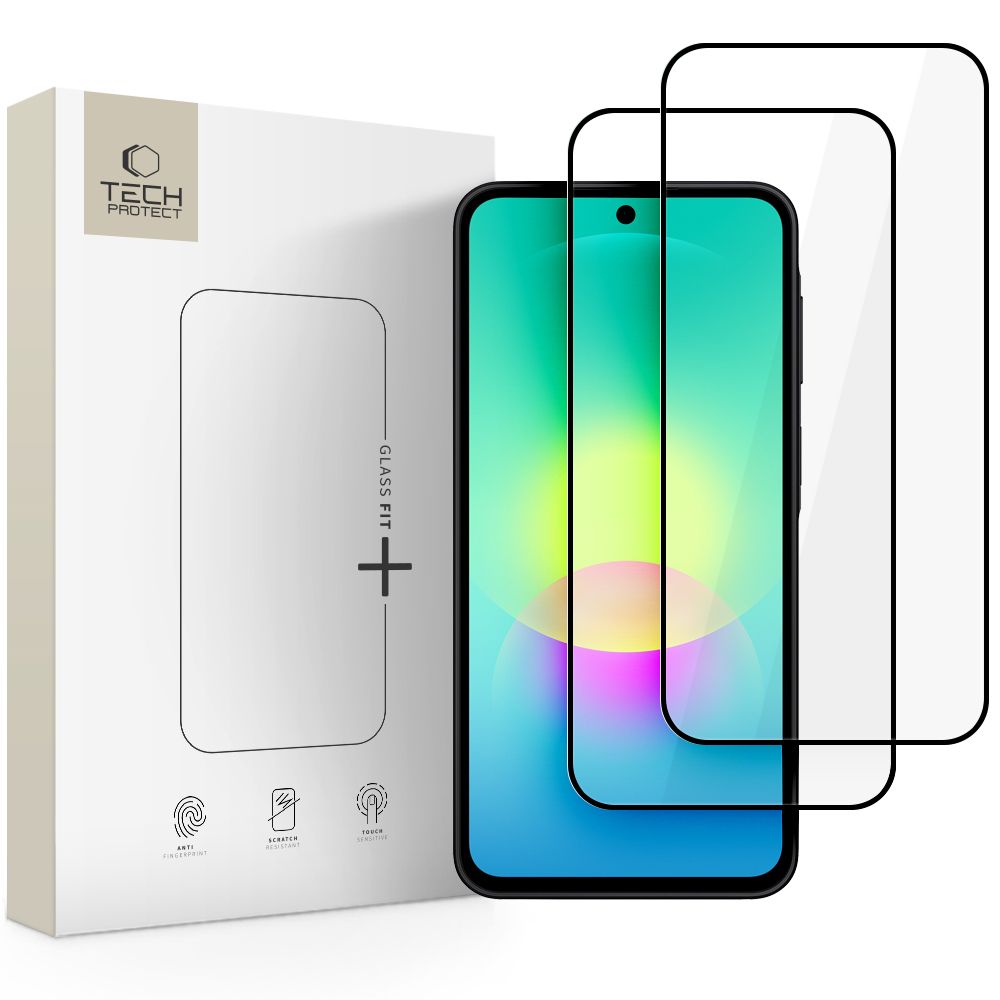 Grūdintas stiklas Tech-Protect Glass Fit+ 2-Pack Samsung Galaxy A27 5G - juodas -- Samsung Galaxy A27 5G