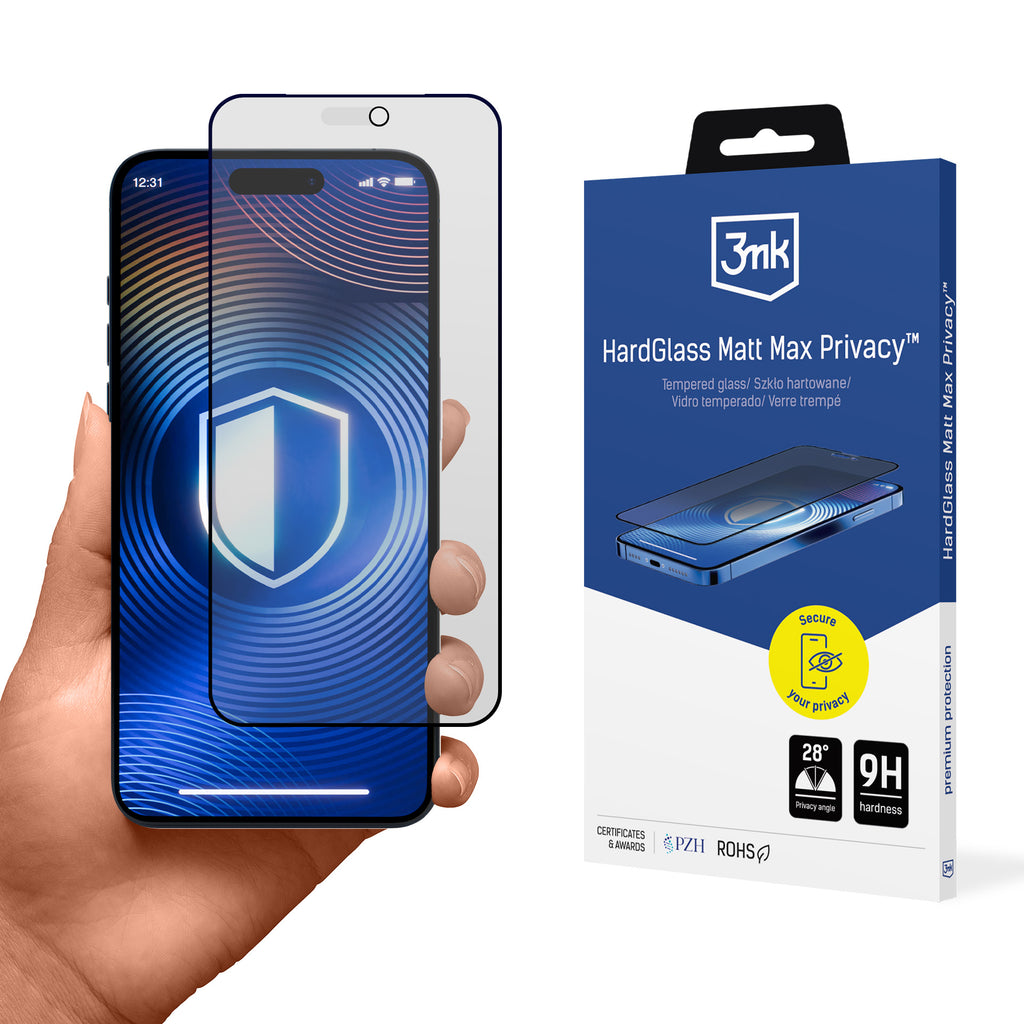 3mk HardGlass Matt Max Privacy grūdinti stiklas iPhone 18 Pro -- iPhone 18 Pro