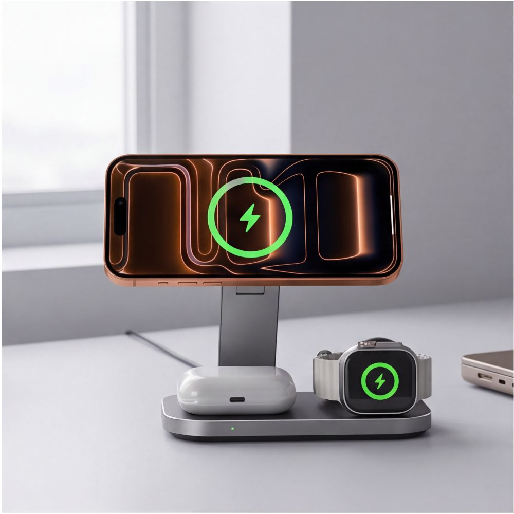 Tech-Protect A52 3in1 MagSafe 25W QI2.2 Indukcinis įkroviklis - juodas -- Cell phone chargers