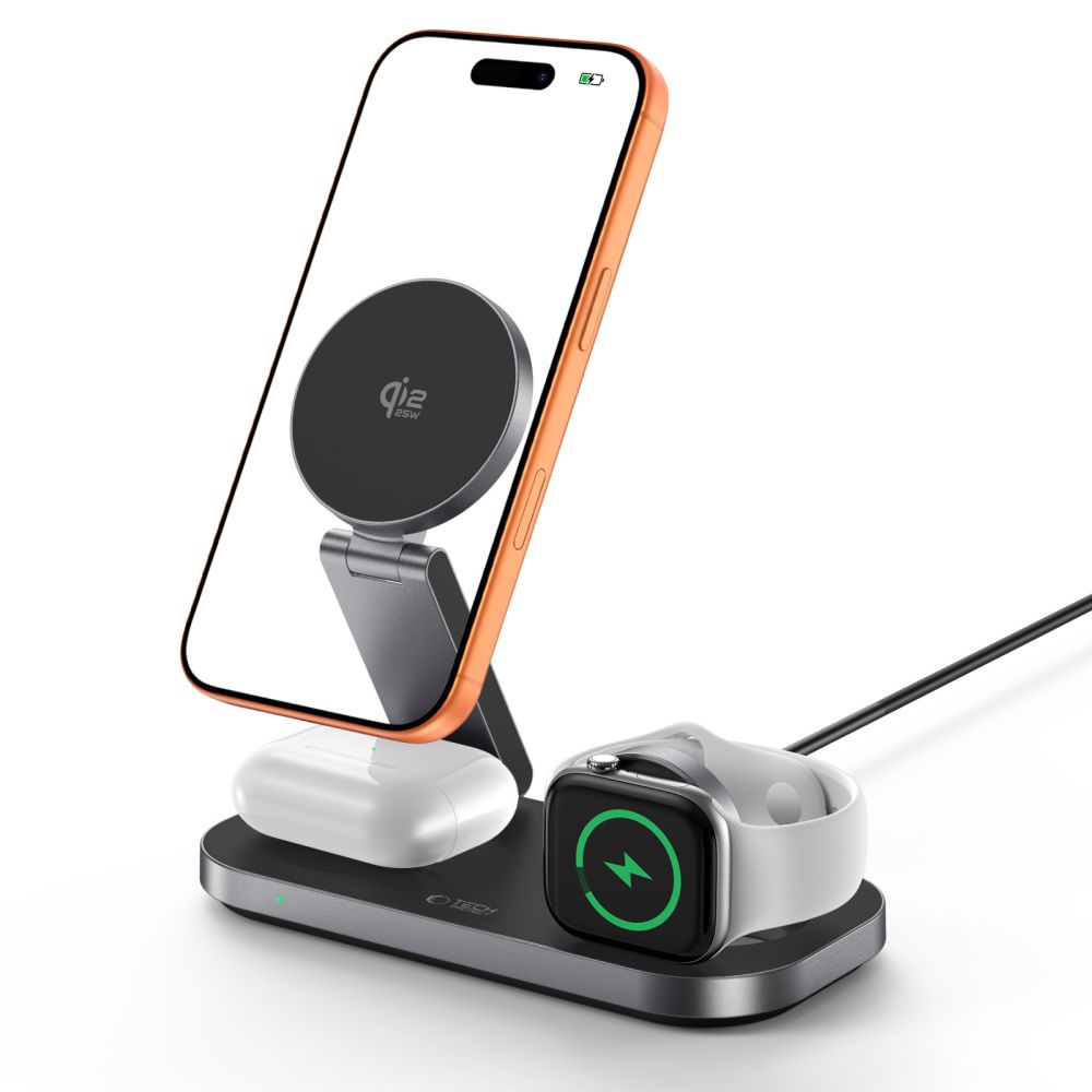 Tech-Protect A52 3in1 MagSafe 25W QI2.2 Indukcinis įkroviklis - juodas -- Cell phone chargers