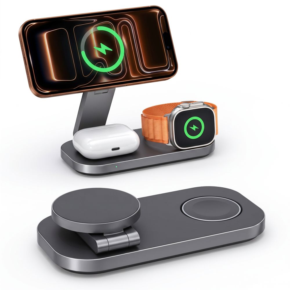 Tech-Protect A52 3in1 MagSafe 25W QI2.2 Indukcinis įkroviklis - juodas -- Cell phone chargers