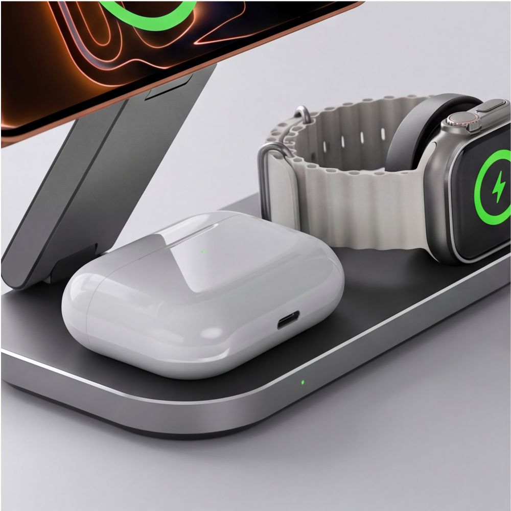 Tech-Protect A52 3in1 MagSafe 25W QI2.2 Indukcinis įkroviklis - juodas -- Cell phone chargers