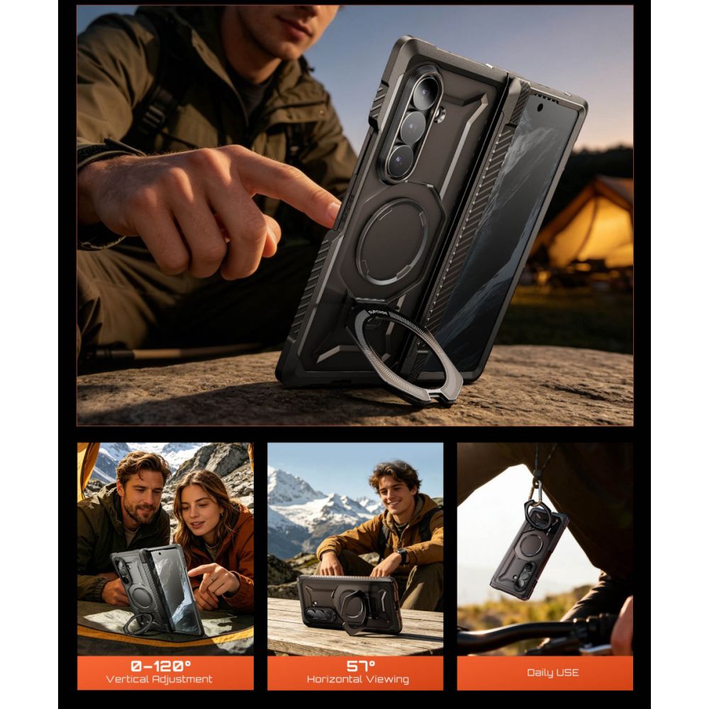 Supcase UB Grip Mag MagSafe 2-Set dėklas Samsung Galaxy Z Fold 8 - juodas -- Samsung Galaxy Z Fold 8