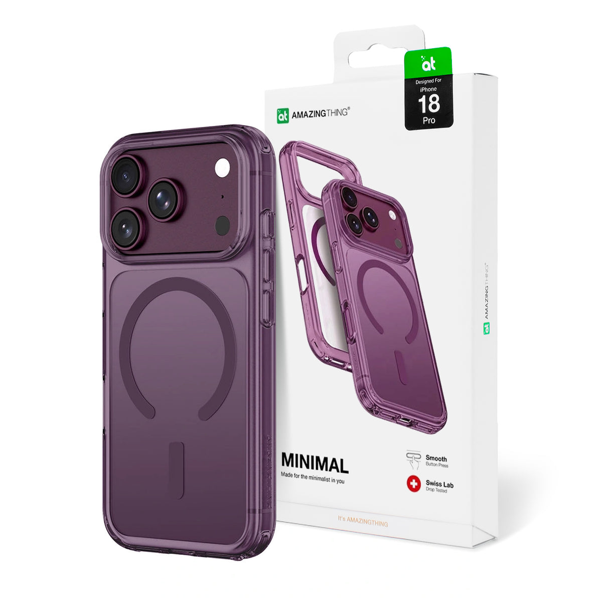 AmazingThing Minimal Mag apsauginis deklas 3 Lens iPhone 18 Pro su tvirtinimu dirželiui ir suderinamumu su MagSafe -...