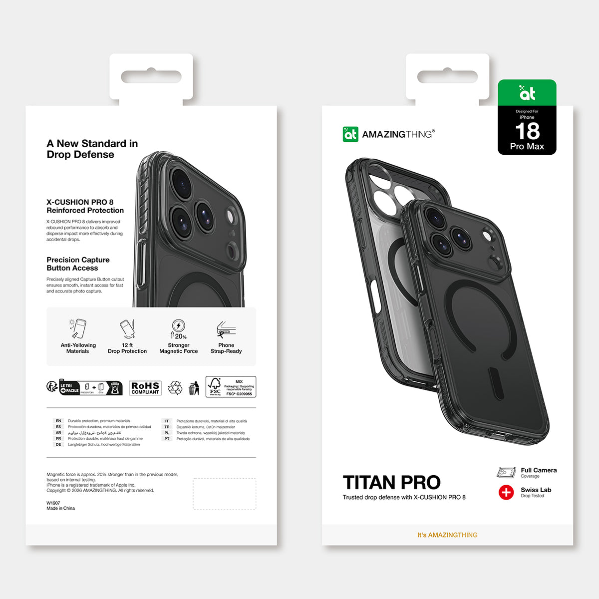AmazingThing Titan Pro Lens dėklas iPhone 18 Pro Max su kameros dangteliu ir dirželio tvirtinimu, suderinamas su MagSafe...