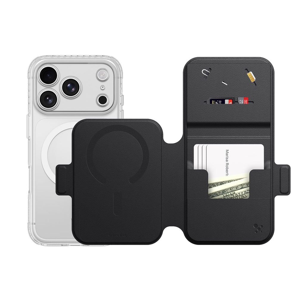 AmazingThing Titan Pro Lens Flip Set iPhone 18 Pro Max dėklas su pinigine, suderinamas su MagSafe - juodas -- iPhone 18...