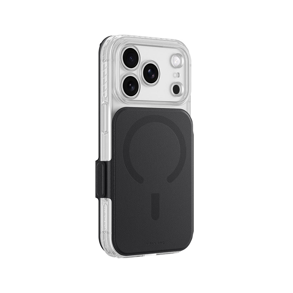 AmazingThing Titan Pro Lens Flip Set iPhone 18 Pro Max dėklas su pinigine, suderinamas su MagSafe - juodas -- iPhone 18...