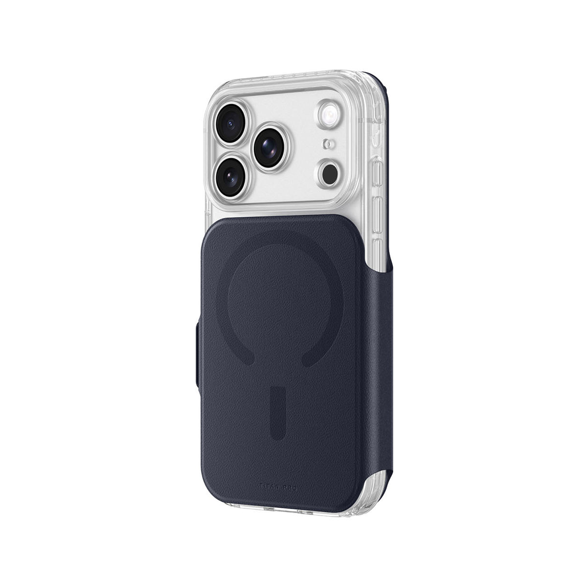 AmazingThing Titan Pro Lens Flip Set dėklas iPhone 18 Pro Max su pinigine, suderinamas su MagSafe - tamsiai mėlynas --...