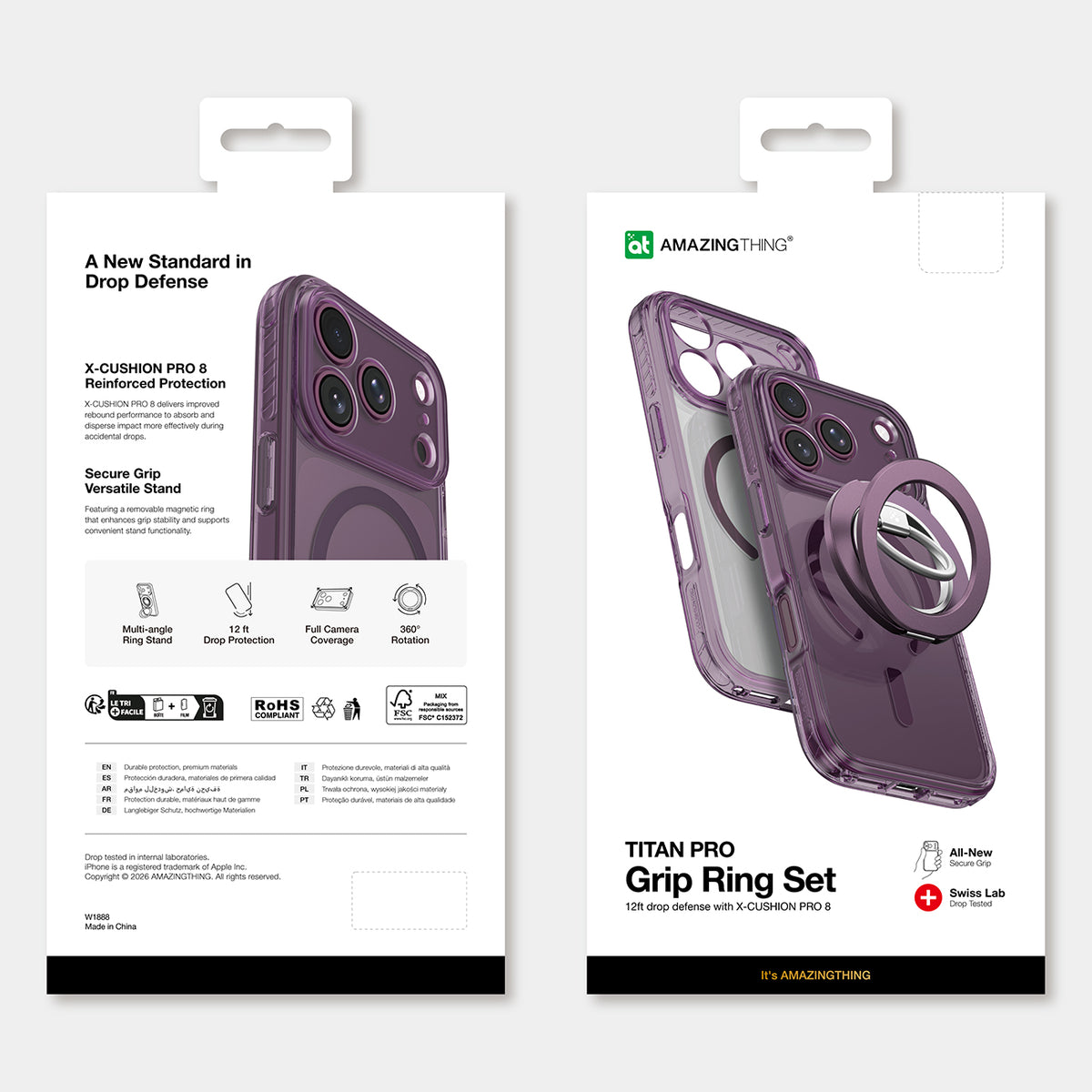 AmazingThing Titan Pro Lens Ring Set dėklas, skirtas iPhone 18 Pro Max su kameros dangteliu ir magnetiniu žiedu,...