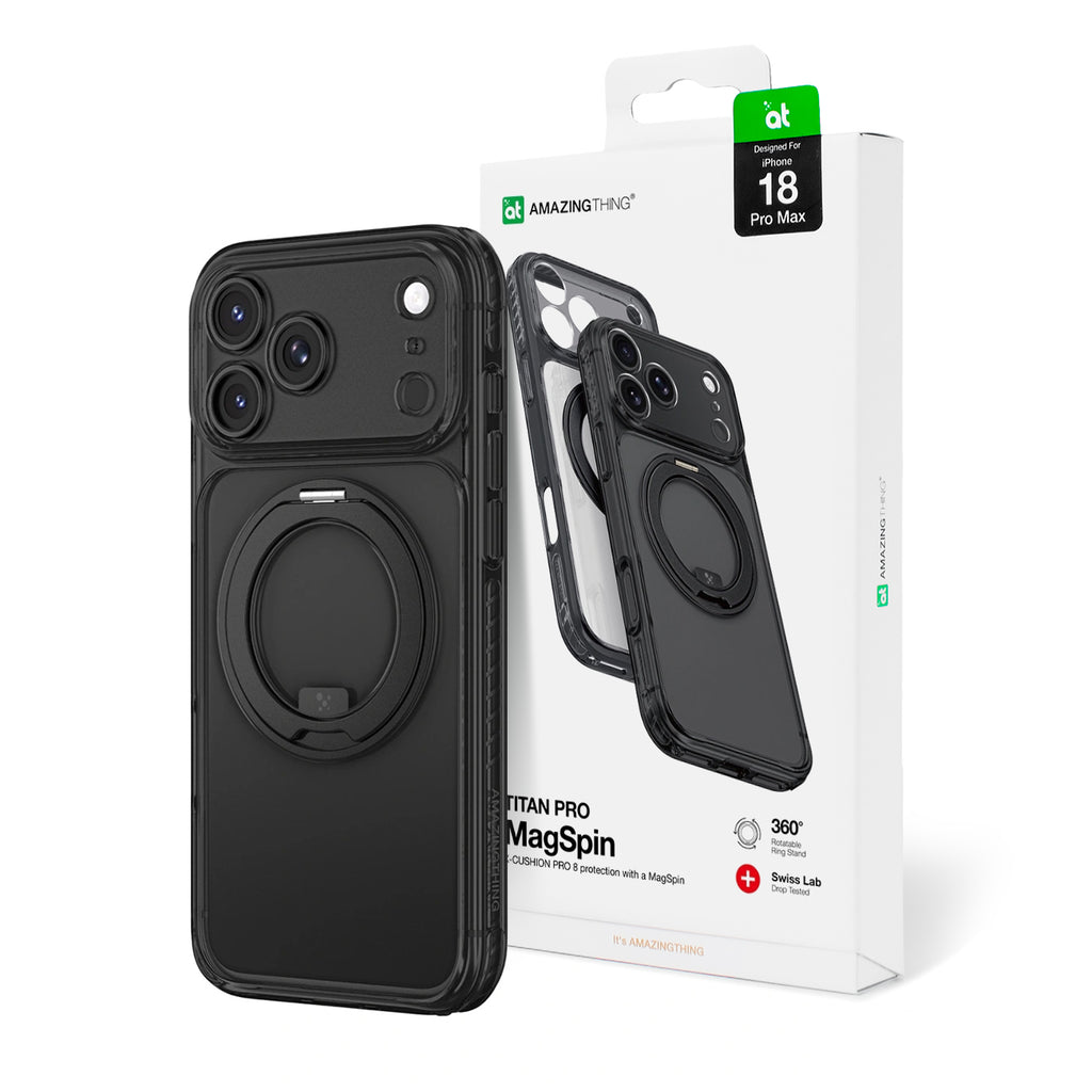 AmazingThing Titan Pro Spin Lens dėklas skirtinas iPhone 18 Pro Max su besisukančiu žiedu ir dirželio tvirtinimu,...