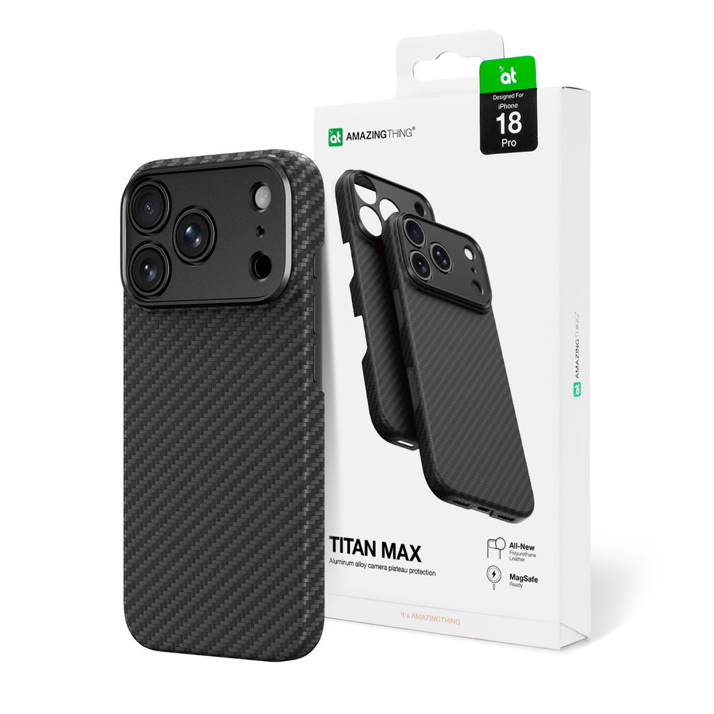 AmazingThing Titan Max Lens dėklas skirtinas iPhone 18 Pro iš aramidinės skaidulos su aparatą dengiančia dalimi,...