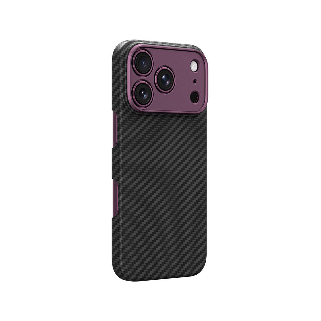 AmazingThing Titan Max Lens dėklas iPhone 18 Pro aramido pluoštu su kameros apsauga, MagSafe suderinas - violetinė --...