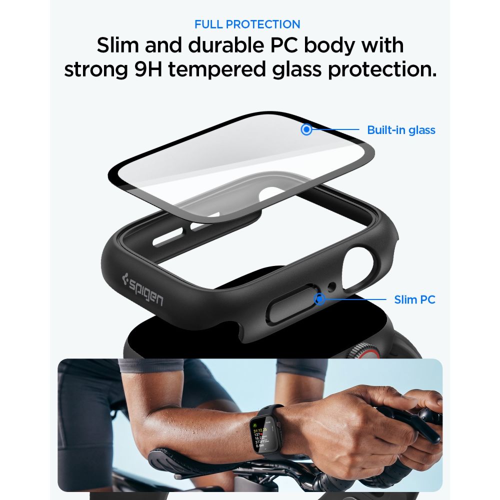 Spigen Thin Fit 360 dėklas Apple Watch 44 mm - juodas -- Apple Watch 44 mm