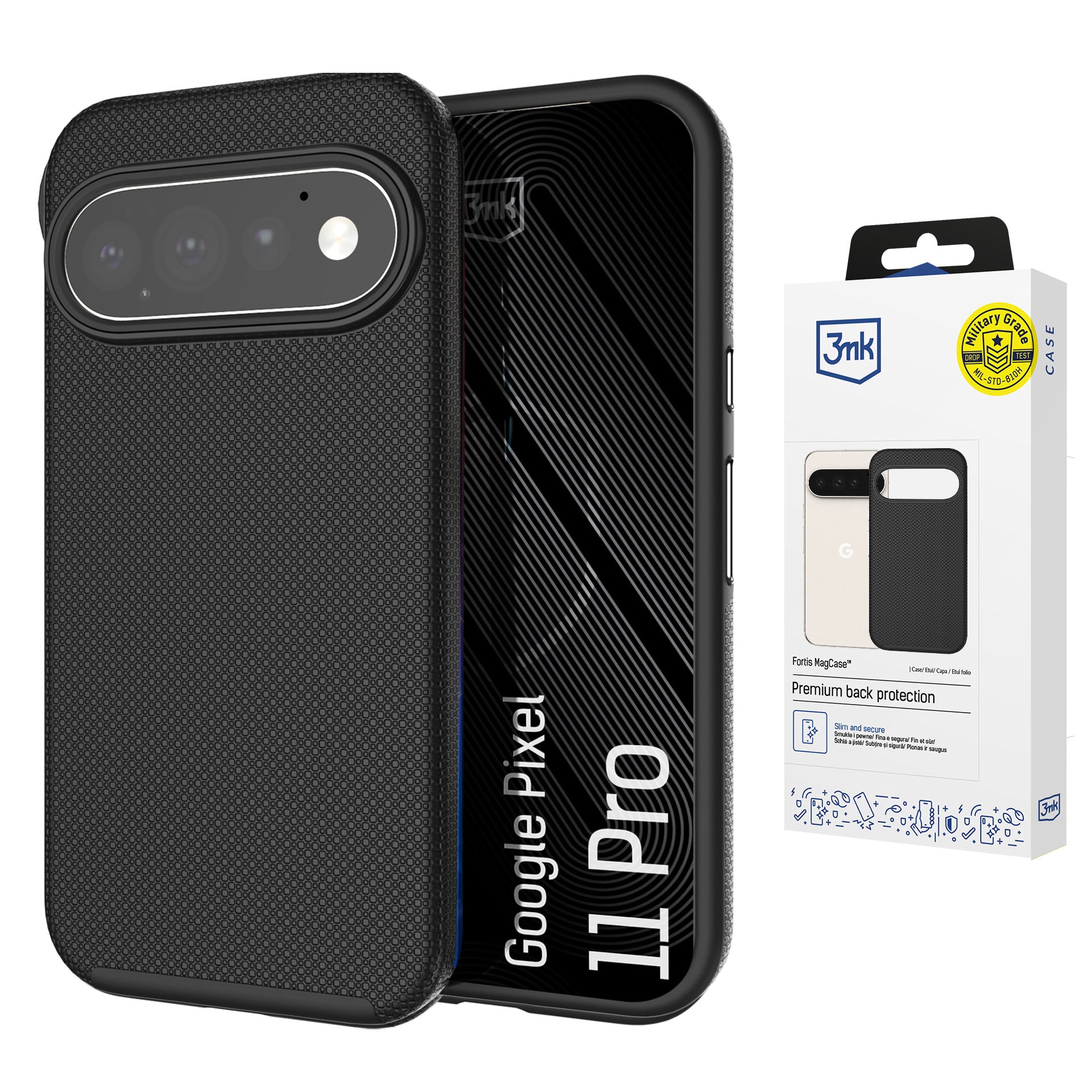 3mk Fortis MagCase dėl Google Pixel 11 Pro - juoda -- Google Pixel 11 Pro