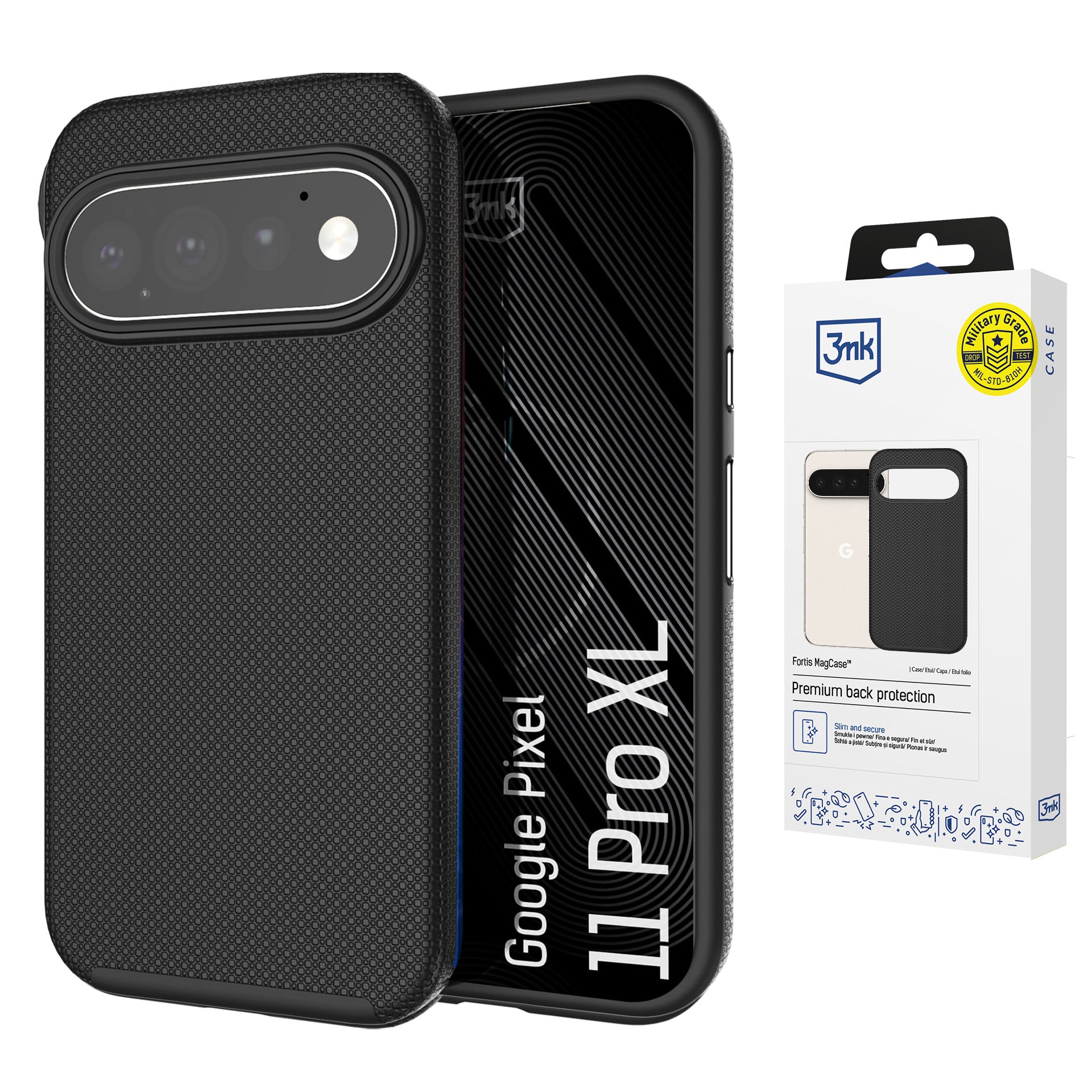 3mk Fortis MagCase dėl Google Pixel 11 Pro XL - juoda -- Google Pixel 11 Pro XL