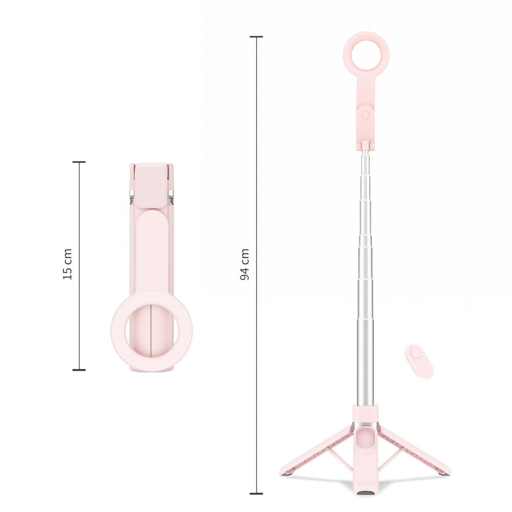 Tech-Protect L11S MagSafe Bluetooth Selfie Lazda - Rožinė -- Selfie Sticks & Tripods