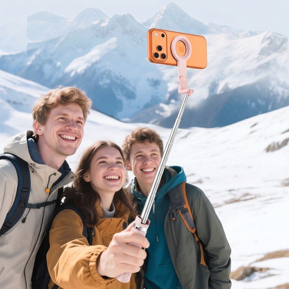Tech-Protect L11S MagSafe Bluetooth Selfie Lazda - Rožinė -- Selfie Sticks & Tripods