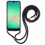 Samsung Galaxy A17 5G / A17 4G dėklas su pluošto pamušalu ir kryžiniu dirželiu - Juoda -- Samsung Galaxy A17 / A17 4G