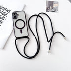 iPhone 17 dėklas su kryžiniu dirželiu, MagSafe suderinamas - Juoda -- iPhone 17