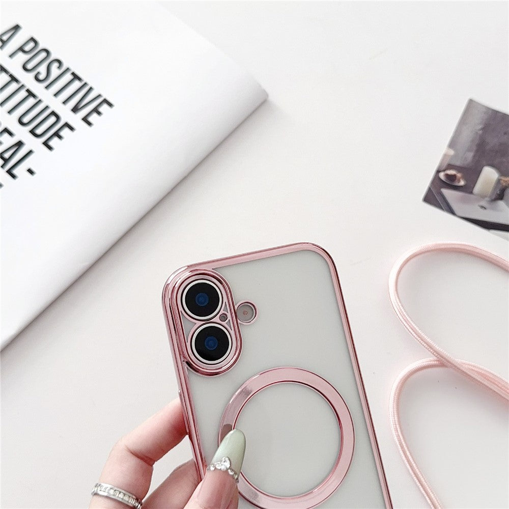iPhone 17 dėklas su kryžiniu dirželiu, MagSafe suderinamas - Juoda -- iPhone 17