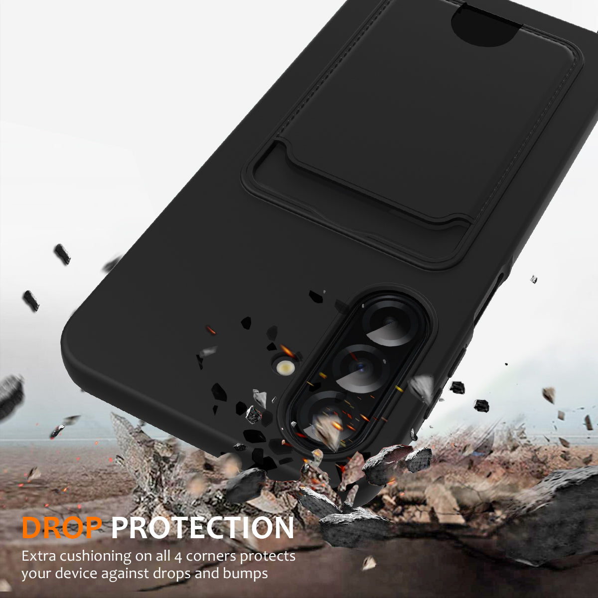 Samsung Galaxy A37 5G TPU Dėklas su Kortelės Kišenėle ir Diagonaliu Dirželiu - Juodas -- Samsung Galaxy A37 5G
