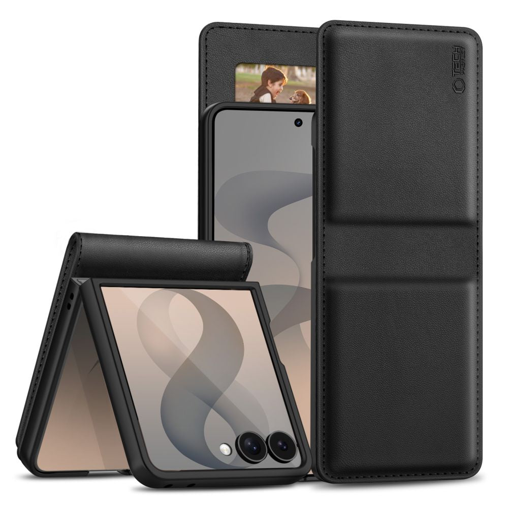 Tech-Protect piniginės dėklas Samsung Galaxy Z Flip 8 - juodas -- Samsung Galaxy Z Flip 8