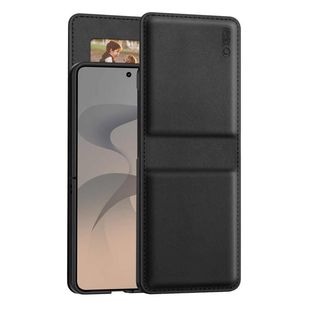 Tech-Protect piniginės dėklas Samsung Galaxy Z Flip 8 - juodas -- Samsung Galaxy Z Flip 8