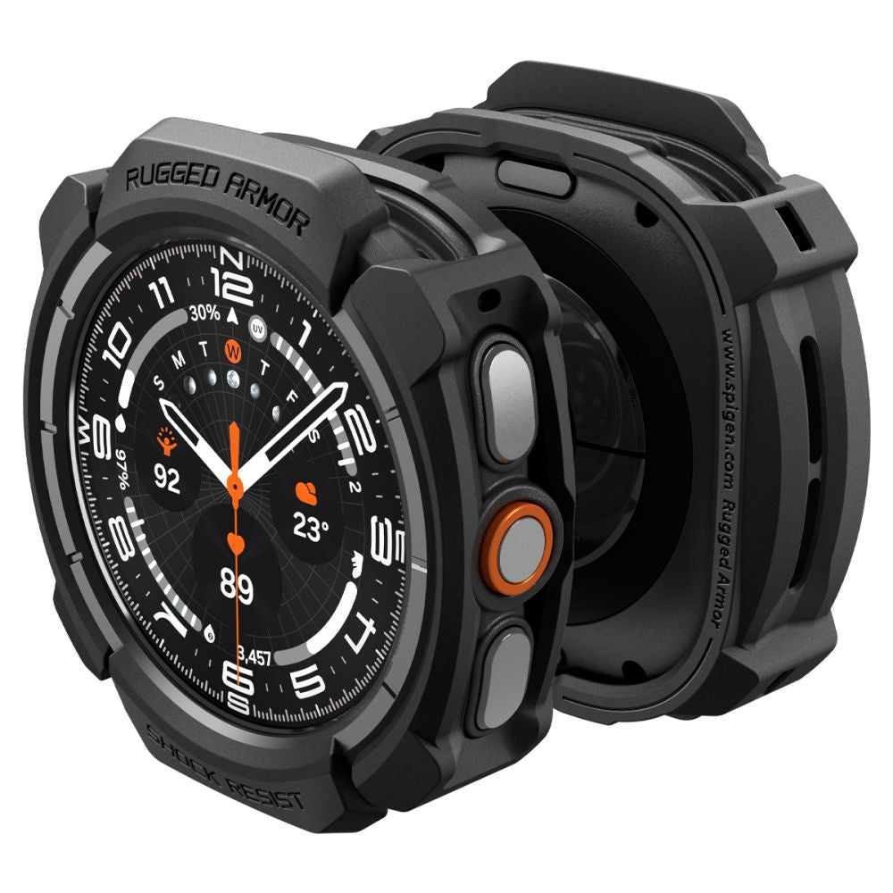 Spigen Rugged Armor dėklas Samsung Galaxy Watch Ultra 47mm - matinis juodas -- Samsung Galaxy Watch Ultra (47mm)
