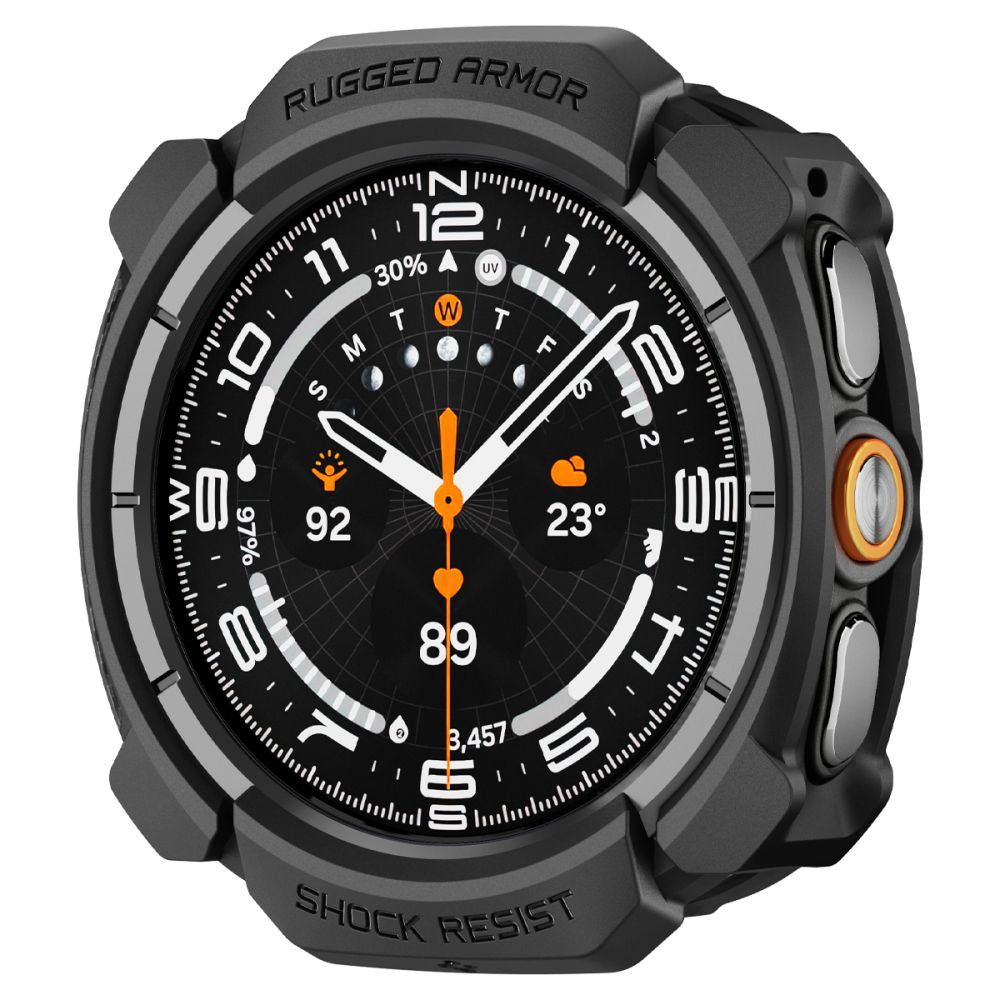 Spigen Rugged Armor dėklas Samsung Galaxy Watch Ultra 47mm - matinis juodas -- Samsung Galaxy Watch Ultra (47mm)