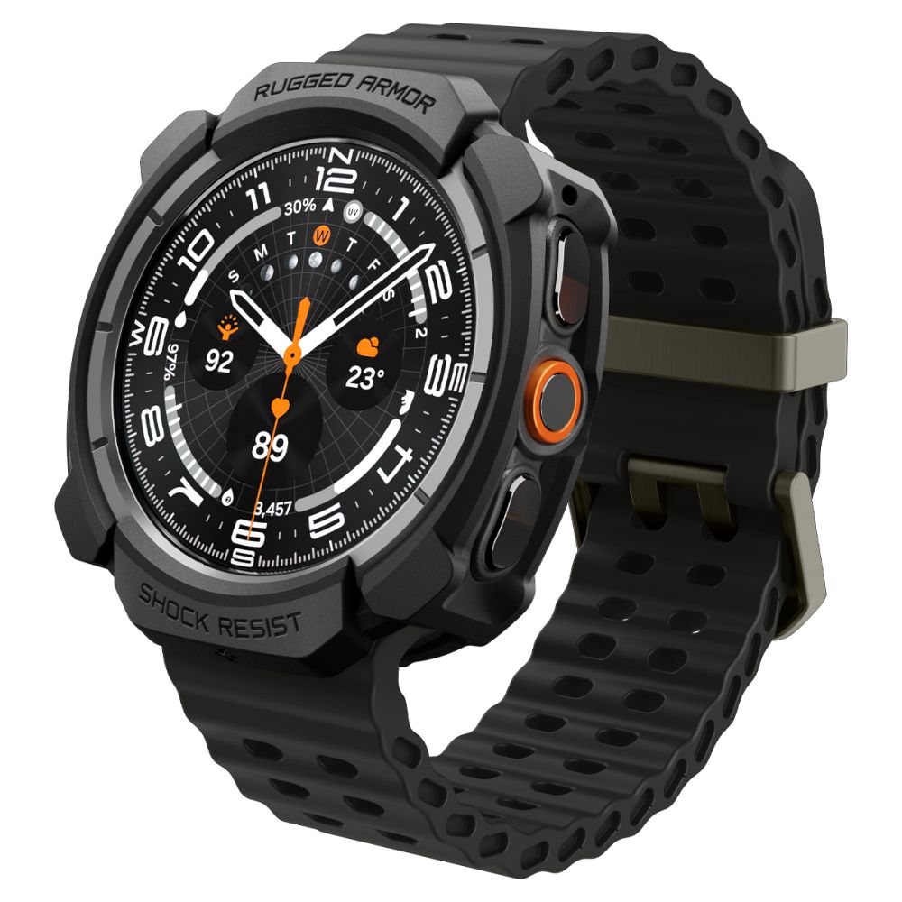 Spigen Rugged Armor dėklas Samsung Galaxy Watch Ultra 47mm - matinis juodas -- Samsung Galaxy Watch Ultra (47mm)