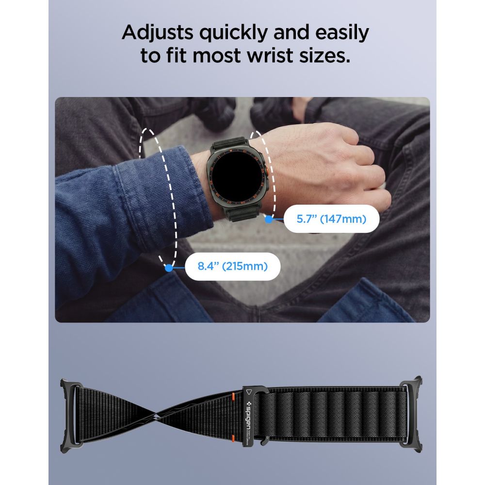 Spigen WBF1 dirželis Samsung Galaxy Watch Ultra 47mm - Juodas -- Samsung Galaxy Watch Ultra