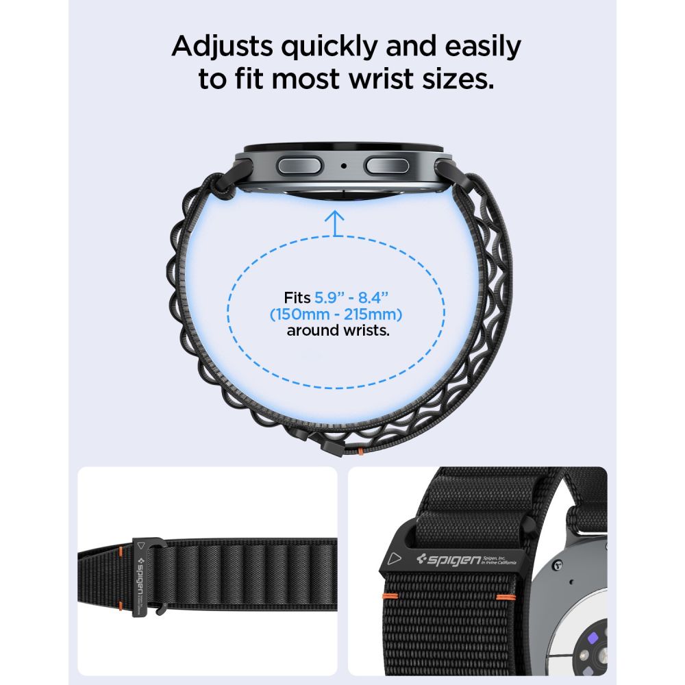 Spigen WBF1 dirželis Samsung Galaxy Watch 40/44/46 mm - juodas -- Samsung Galaxy Watch