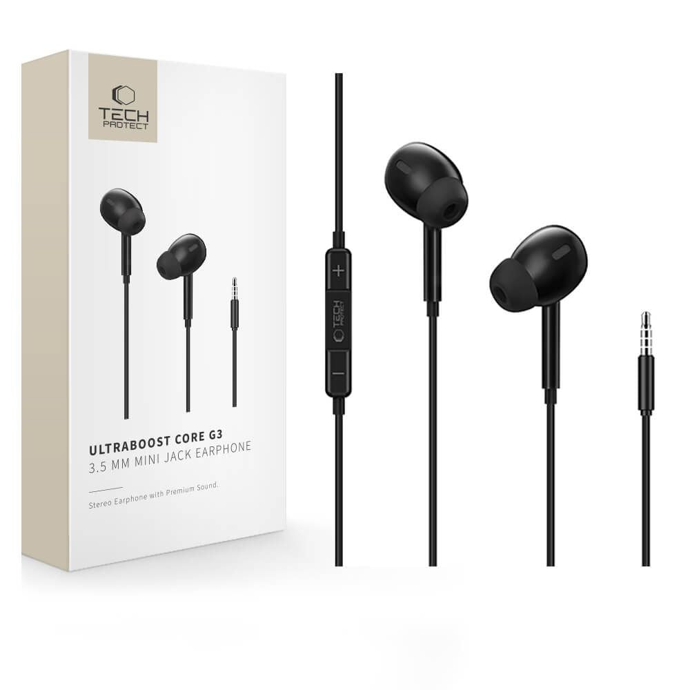 Tech-Protect Ultraboost Core G3 Mini Jack laidinės ausies aušinės - Juoda -- Headphones