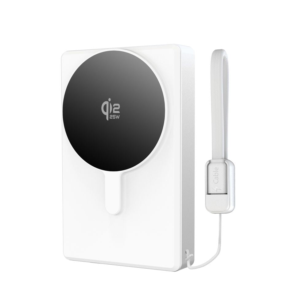 TECH-PROTECT PB40 LIFEMAG MAGSAFE POWER BANK 10000MAH 25W QI2.2 WHITE/SILVER -- Cell phone cables