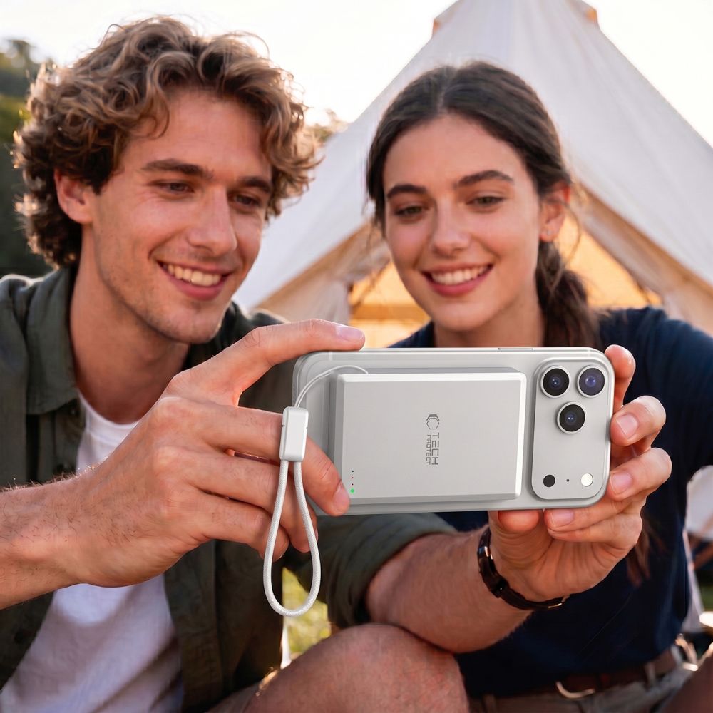 TECH-PROTECT PB40 LIFEMAG MAGSAFE POWER BANK 10000MAH 25W QI2.2 WHITE/SILVER -- Cell phone cables