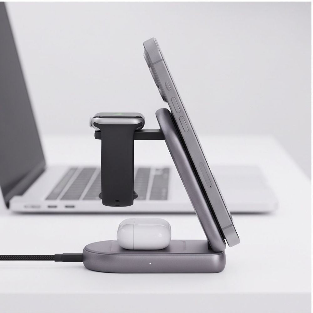Tech-Protect A53 3in1 MagSafe 25W Qi2.2 Belaidis įkroviklis - Tamsiai pilkas -- Cell phone chargers