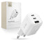 Tech-Protect NCA100W-GaN 3-prievadų PD 3.2 100W / QC3.0 sieninis įkroviklis - Baltas -- Cell phone chargers