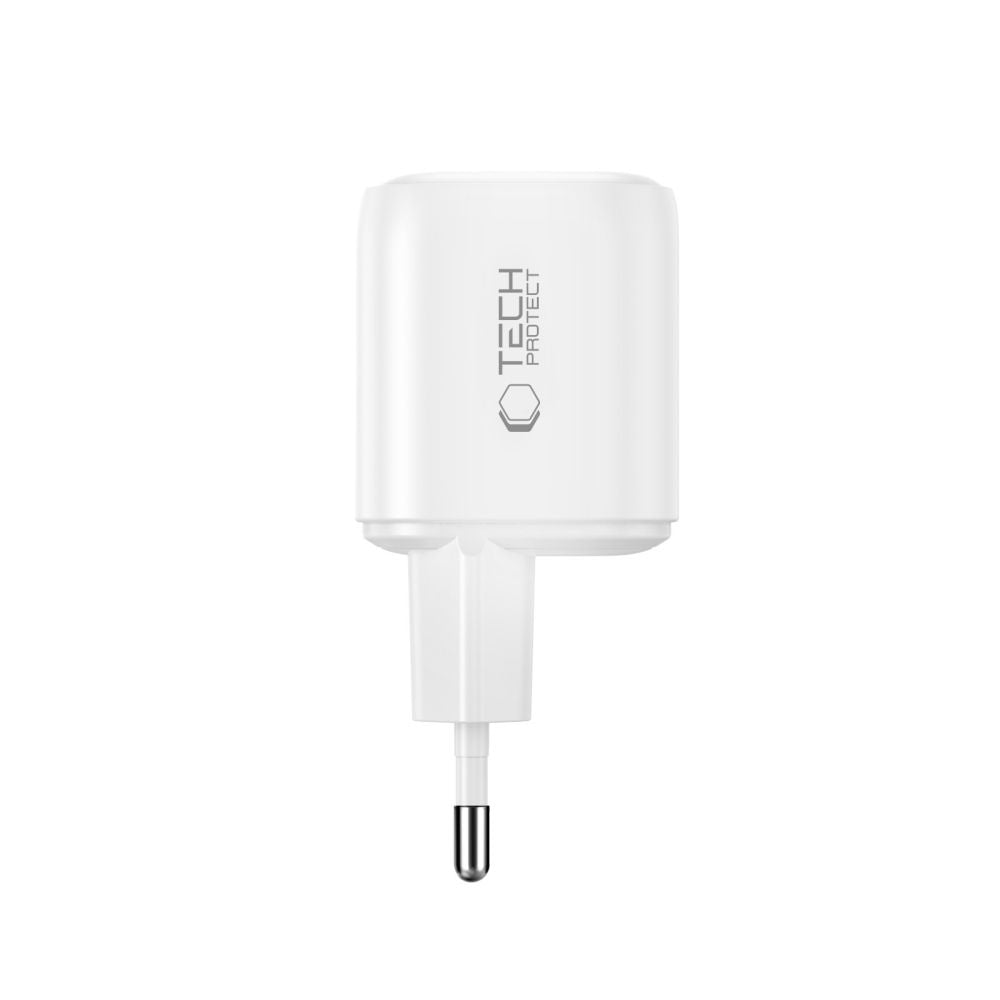 Tech-Protect NCA100W-GaN 3-prievadų PD 3.2 100W / QC3.0 sieninis įkroviklis - Baltas -- Cell phone chargers