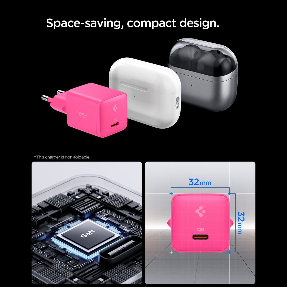 Spigen Essential EE301EU 1 prievado 30W sieninis įkroviklis - rožinis -- Cell phone chargers